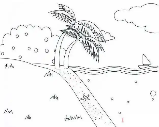 海边旅行简笔画怎么画 海滩简笔画图片动漫人物儿童简笔画大全可乐