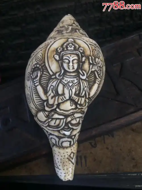 藏传法器手工雕刻白法螺