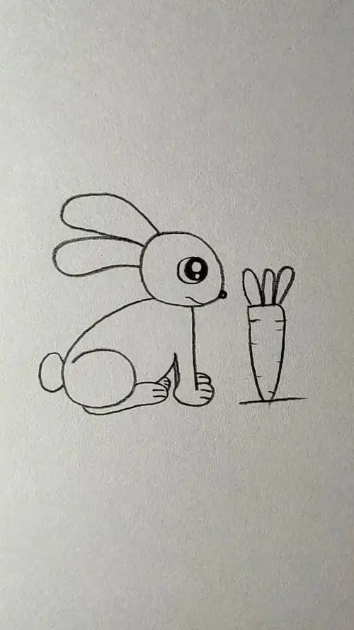 简笔画#画漂亮可爱的小白兔和胡萝卜