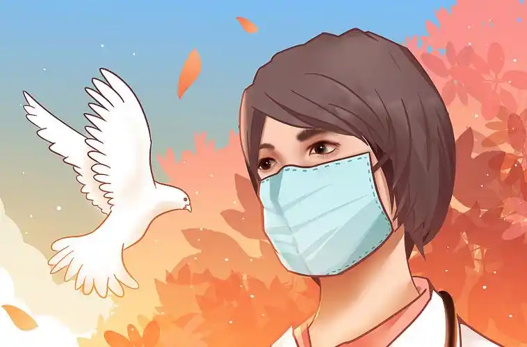 卡通手绘女医生戴口罩插画下载