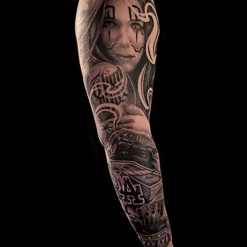 奇卡诺花臂给哈雷党设计的西海_纹身吧社区 - 纹身大咖