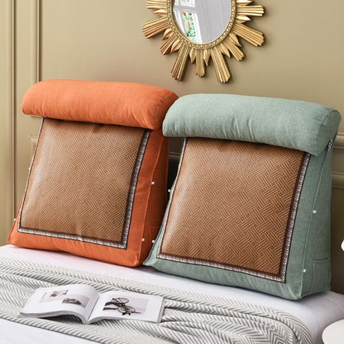 立体藤席面三角靠垫夏季床头大靠背带头枕可调节榻榻米沙发护腰枕