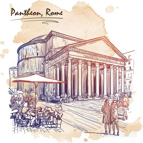 万神殿背景上的素描