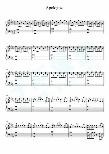 apologize钢琴曲谱,于斯课堂精心出品.