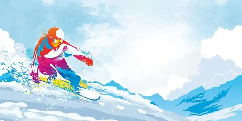 蓝色冰雪滑冰运动员冬奥会展板背景