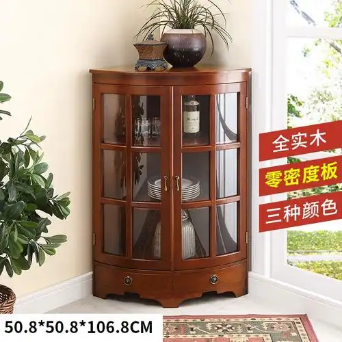 实木转角客厅三角柜小酒柜厨房墙角餐边柜靠墙角柜