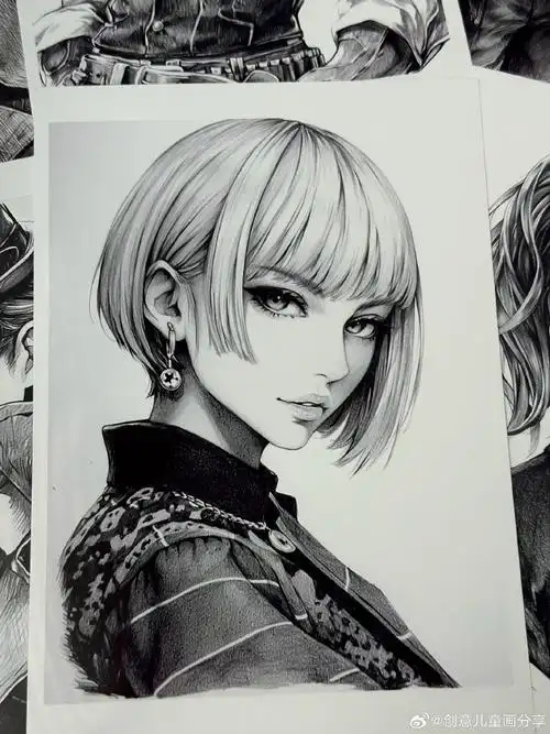 帅到爆炸的素描动漫人物创意儿童画分享超话