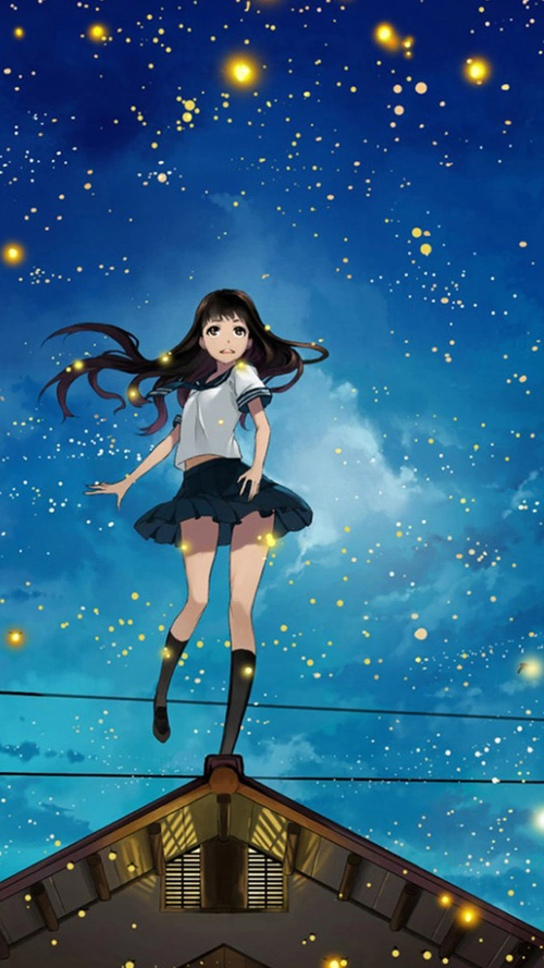 梦幻星空女孩卡通h5背景