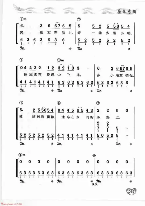 适合老年人弹唱的钢琴曲谱《乡间小路》蔡琴专辑-简谱版