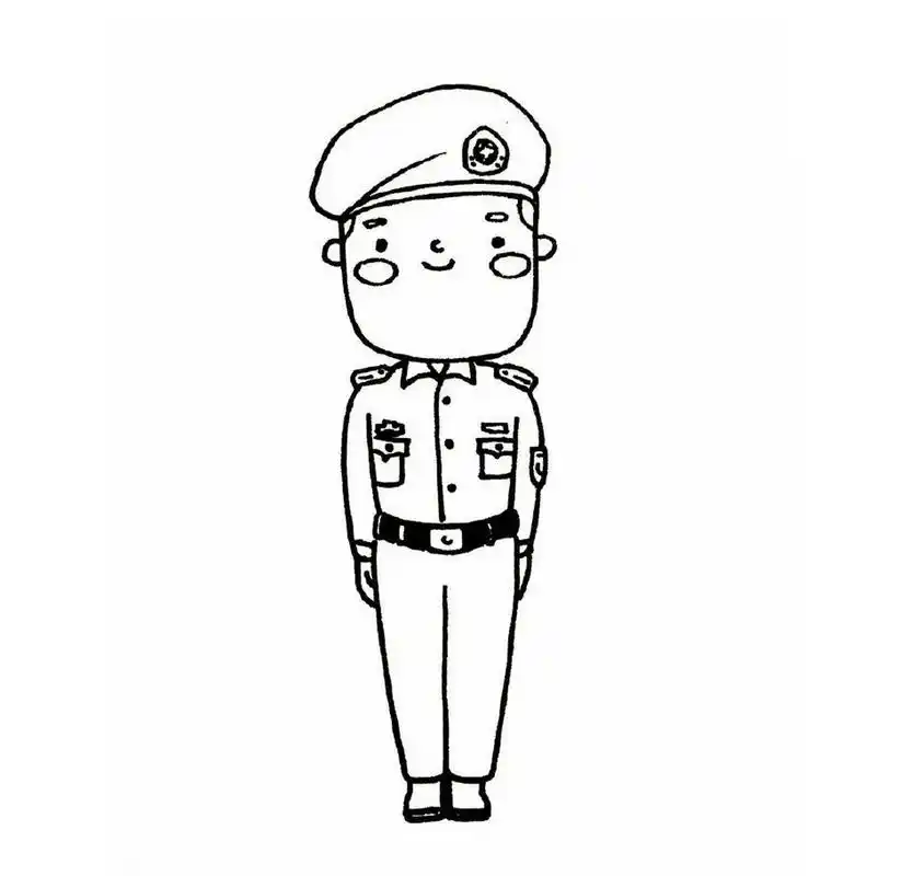 手绘简笔画军人