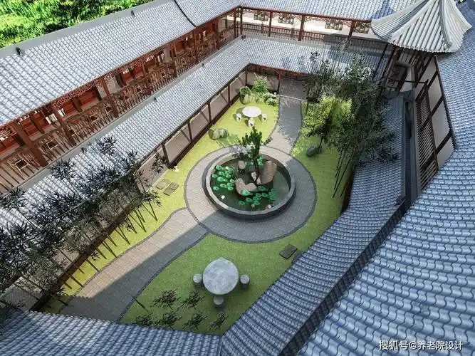 养老院庭院设计效果图:营造宁静祥和的自然环境_老年人_休闲_空间