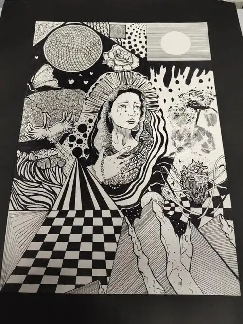 黑白设计装饰画设计构成基础点线面构成