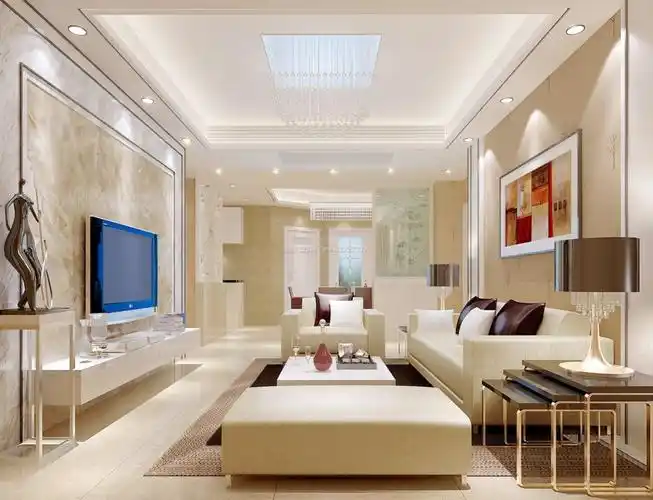 现代简约客厅筒灯装饰装修效果图