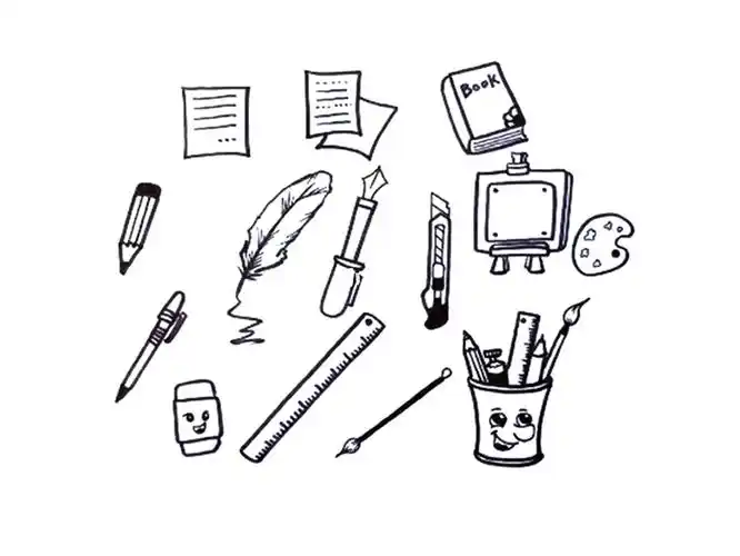 儿童简笔画临摹素材文具绘画工具画法画法