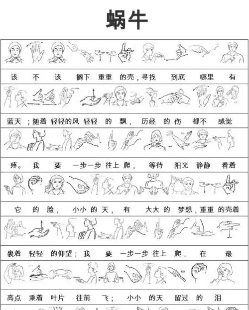 手语歌 周杰伦《蜗牛》歌词配图片