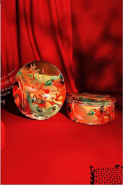 红色圆形礼盒国潮文创样机