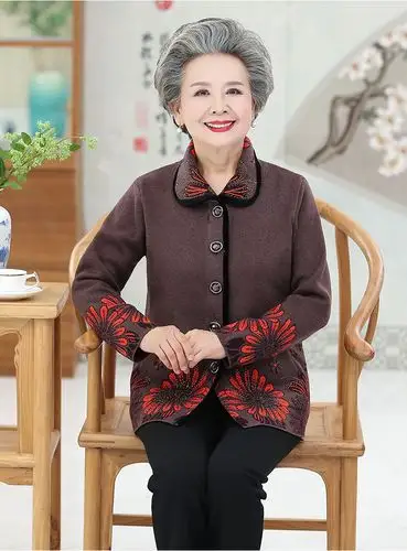 中老年女装 恒源祥(hyx) 恒源祥旗舰官方店同款老人秋装女外套70岁80