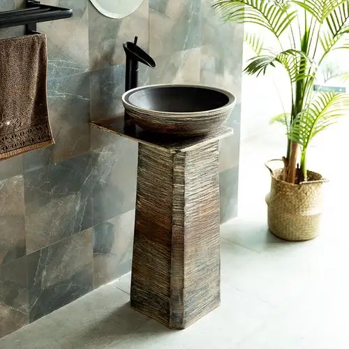 洗手池陶瓷落地式户外藤印象洗手盆立柱式庭院洗手台室外洗脸池别墅