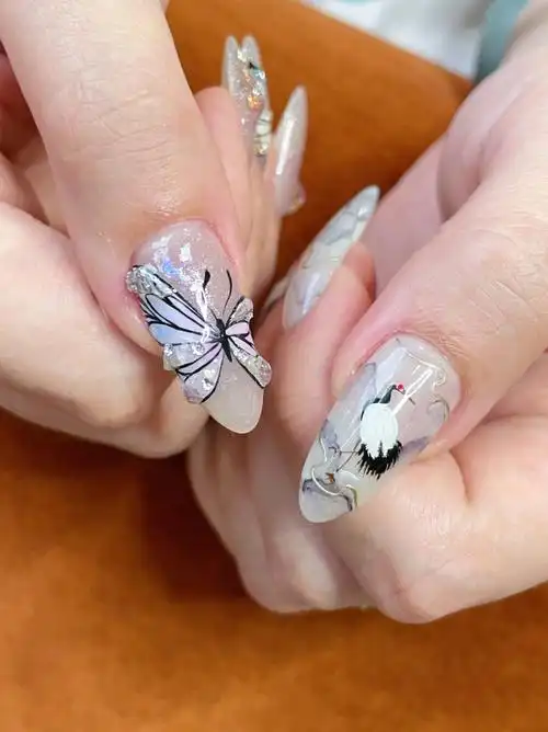 中国风仙鹤美甲