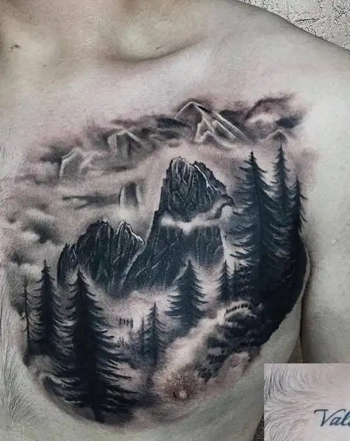 覆蓋纹身图片_胸部纹身图案