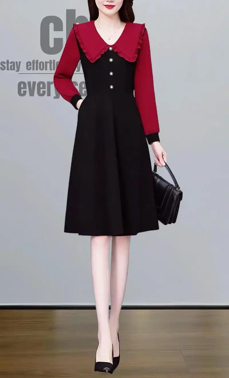 长袖气质假两件打底裙子,时尚百搭!面料细腻,穿起来超舒适!