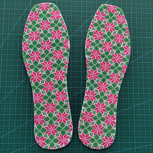 包邮纯手工鞋垫成品老式小格子满绣纯棉布吸汗透气十字绣图案成品鞋垫