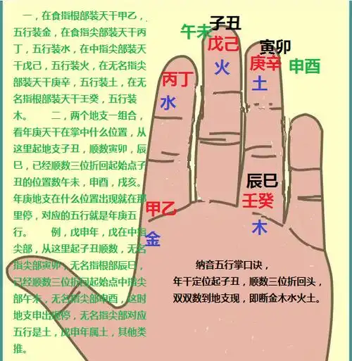 纳音五行掌口诀