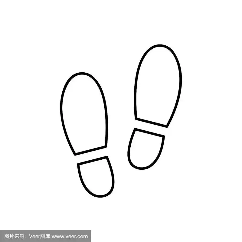 足迹轮廓图标隔离在白色背景上.矢量鞋印线插图.