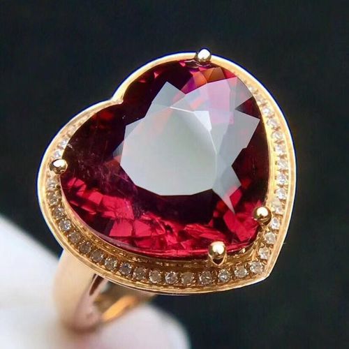 天然缅甸18k金镶嵌爱心红宝石戒指女士气质送人礼物彩宝百搭