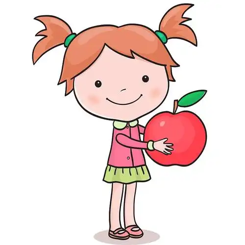小女孩捡苹果图片