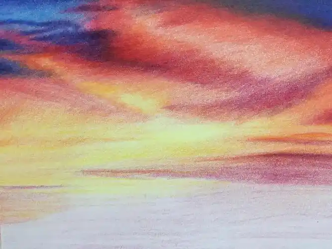 彩铅晚霞