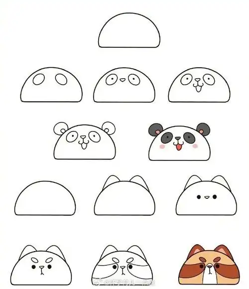 【简笔画】用半个圆可以画出什么样的动物,给孩子码住画画素材吧.