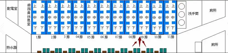 k1452硬卧3车17号在第几排