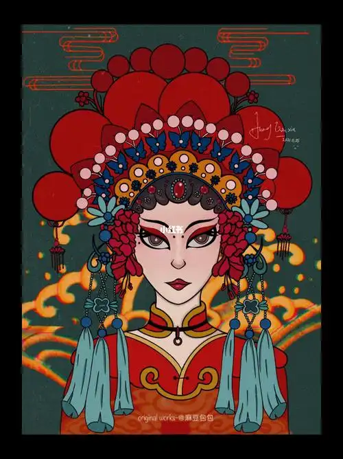 国风手绘插画国粹元素