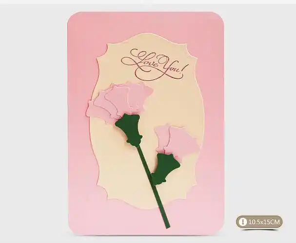 立体康乃馨花手工贺卡方形卡片母亲节妈妈生日感恩礼物送老师学生