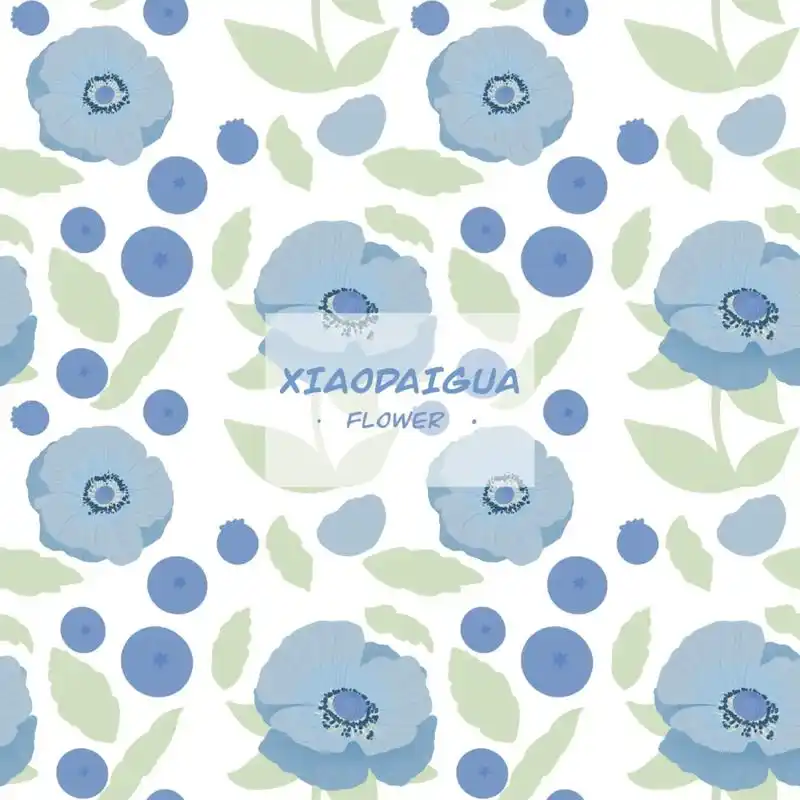 原创印花图案设计|蓝色花卉94.#画画的日常 91四方连续插 - 抖音