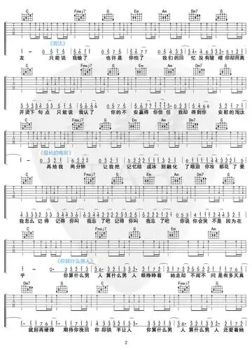 周杰伦歌曲串烧吉他谱_c调六线谱_4536251走向