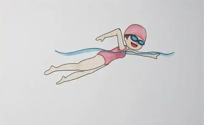 冬泳者简笔画卡通