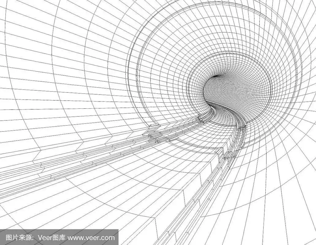 蓝图,隧道,未来,水平画幅,形状