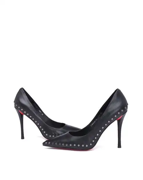 法国fashion tv collection女士鞋包专场2017黑色时尚柳钉尖头牛漆皮