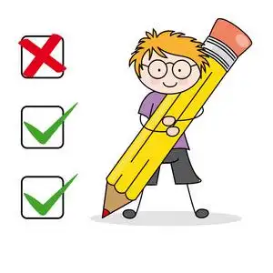 填写一份调查问卷的男孩图片