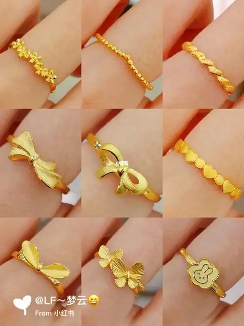 六福珠宝黄金戒指款式小众又好看黄金小戒指来喽