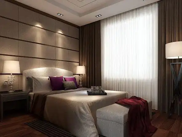 主人房卧室床头背景墙和整个空间结合是整个房间最能突显让人感受到