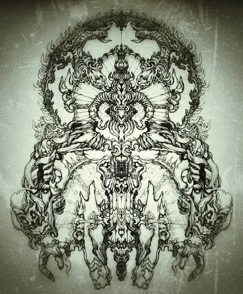 大荒铲.佛教护法人物手绘.忿怒文殊