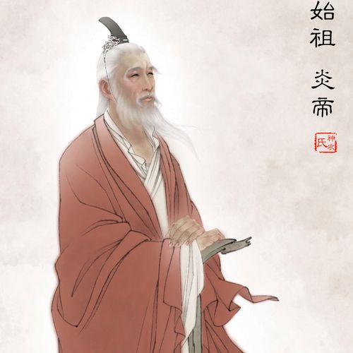 华夏始祖轩辕氏黄帝神农氏炎帝画像挂画客厅中医养生国画