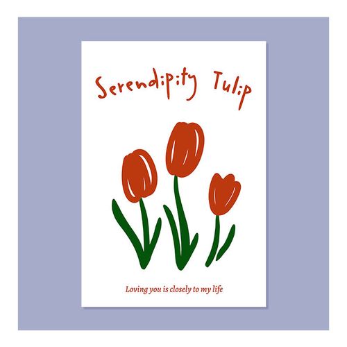 自制 郁金香好运文字简约ins浪漫文艺小众装饰墙面背景画卧室墙贴