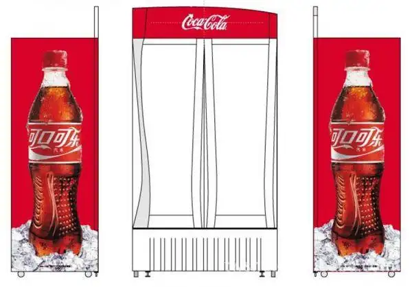 可口可乐立式冷藏展示柜丝网印刷,供应大幅面pvc丝网印刷