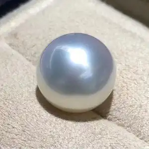 香港进口收藏珍品 17-18mm天然南洋海水白色大珍珠吊坠裸珠附证