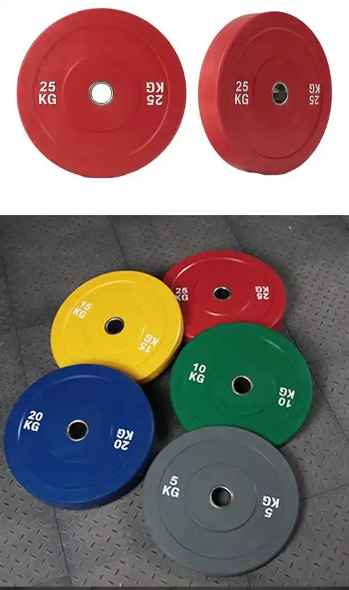 杠铃片大孔全胶健身房专业竞技彩色举重力量深蹲硬拉橡胶卧推家用