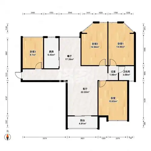 熙龙湾4室2厅1卫125㎡南北95万